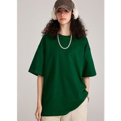 Summer Cotton Solid Color Dark Green Oversized Tee - graphictee.co Oversize Tshirt, Basic T Shirts, White Graphic Tee, Oversized Graphic Tee, Clothes Reference, Hip Hop Outfits, Black Graphic Tees, Green Beige, Basic Tee