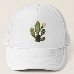 Cactus Flower Vintage Drawing Trucker Hat | Vintage drawing (Pear Cactus in Bloom, Herman Saftleven, 1683), housed at Rijksmuseum. Green, yellow. The quality of artwork is so excellent that it may seem to be a photo but it is a fine art drawing. Cactus Drawing, Trendy Hat, Fine Art Drawing, Vintage Drawing, Diy Hat, Flower Vintage, Cactus Flower, Outfits With Hats, Custom Hats