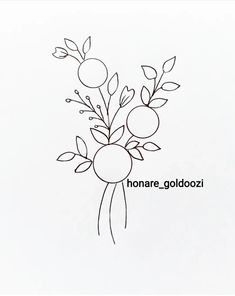 a drawing of flowers with the words honare - goldoozi on it's side