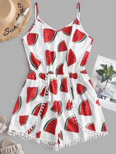 Watermelon Outfit, Rompers For Women, Cute Dress Outfits, Cute Rompers, Summer Is Here, Cute Summer Outfits, Summer Fashion Outfits, Girls Fashion Clothes, Teenage Fashion Outfits