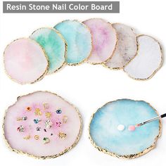 Nail Art Ring Palette Resin Agate Plate UV Gel Polish Mixing UK Jewelry Display Palette Display, Nail Art Paint, Marble Nail Art, Manicure Diy, Gel Polish Colors, Pedicure Nail Art, Phnom Penh, Manicure Tools, Nail Paint