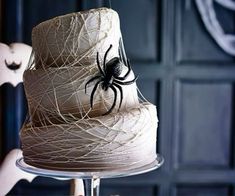 there is a spider on top of the cake