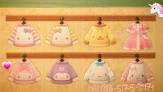 an animal crossing game with baby clothes hanging on the wall