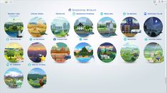 an image of many different types of buildings and trees in the world on a computer screen