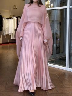 Pink Solid Color A-Line Pleated Dress  Material : Dacron,Style : Long Sleeves,Feature : Pleated,Solid Color,Neckline : Round-neck,Occasion : Evening,Casual,Vacation,Seasons : Spring,Summer,Autumn,Type : Maxi Dresses,Evening Dresses,Color : PINK,Size : S,M,L,XL,Warm tips1. Please measure your body data accurately and refer to the size chart to choose the right size;2. Due to manual measurement of size data may exist 1-3 cm error;3. Due to the different display effect of the equipment may exist color difference;Size TableReal Pictures Luxury Pink Long Sleeve Anarkali Set, Cute Simple Prom Dresses Long Sleeve, Prom Dresses Long Sleeve Pink, Luxury Dresses For Eid With Long Skirt, Hijab Friendly Evening Dress, Hoco Dresses Long Sleeve Elegant, Long Pink Dress Long Sleeves, Luxury Long Skirt Dress For Eid, Luxury Pink Maxi Dress For Eid