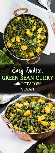 Easy Indian Green Bean Curry with Potatoes #veganfood #glutenfreefood #instantpot #instantpotrecipe #healthyeats #indianfood #veganrecipes #greenbeans #potatoes | Vegetarian Gastronomy | www.VegetarianGastronomy.com via @VGastronomy Indian Green Beans, Potatoes Instant Pot, Green Bean Curry, Curry With Potatoes, Bean Curry, String Beans, Beans Curry, Long Bean, Vegan Entree