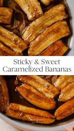 sticky and sweet caramelized bananas in a pan