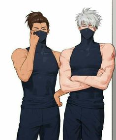 two anime characters with their arms crossed