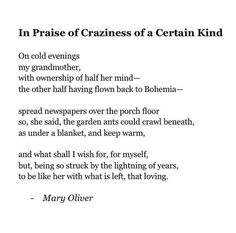 the poem in praise of craziness of a certain kind