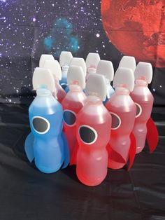 several plastic bottles with different shapes and sizes