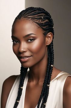 Default A highquality professionallylit photograph featuring a 1 2 In 1 Hairstyles, American Braids Styles, Natural Weaving Hairstyles Simple, Short Hair Cornrow Hairstyles, All Back Braid Hair Styles, Cute Hairstyles Black Hair, Styling Braids Black Women, Braided Black Hair, Cornrow Ponytail Styles