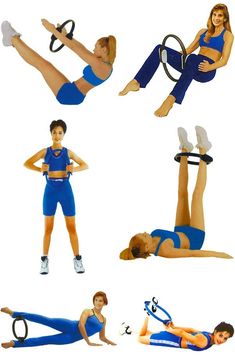 the woman is doing different exercises on her legs