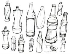 a bunch of bottles are shown in this drawing lesson for beginners to learn how to draw