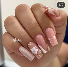 Luv Nails, Boho Nails, Summer Gel Nails, Nails Yellow, Fantasy Nails, Fancy Nails Designs, Lines On Nails, Cute Acrylic Nail Designs, Simple Acrylic Nails