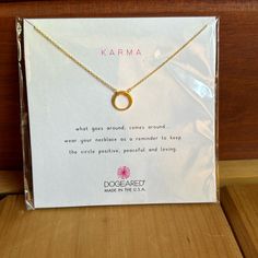 Dogeared “Karma” Necklace Gold Tone Usa 16” With Extender What Goes Around, Comes Around 82424jba Dogeared Jewelry, Karma Necklace, What Goes Around Comes Around, Go Around, Necklace Gold, Womens Jewelry Necklace, New Color, Gold Tones, Gold Necklace