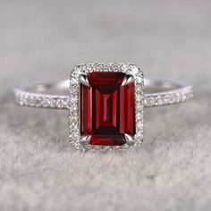 ad eBay - Find many great new & used options and get the best deals for 2 Ct Emerald Cut Lab Created Garnet Halo Engagement Ring 14K White Gold Plated. at the best online prices at eBay! Free shipping for many products! Wedding Ring Halo, Garnet Wedding Rings, Emerald Cut Halo, Garnet Wedding, January Birthstone Rings, Garnet Engagement Ring, Ring Emerald Cut, Ring Halo, Wedding Rings Halo