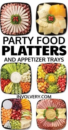 the cover of party food platters and appetizers trays by involvery