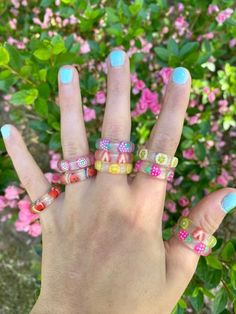 Fruit Rings, Cute Rings, Resin Fruit Rings, Resin Rings, Unique Rings Adjustable Handmade Clear Ring, Cute Green Handmade Rings, Handmade Cute Green Rings, Handmade Cute Green Ring, Cute Multicolor Round Rings, Cute Multicolor Ring Jewelry, Cute Multicolor Handmade Rings, Cute Handmade Pink Rings, Handmade Cute Multicolor Rings