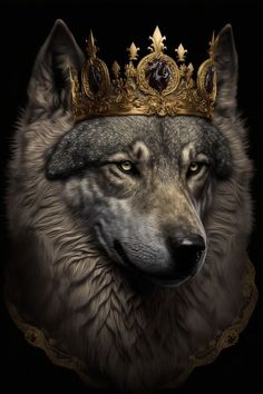 a wolf with a crown on its head