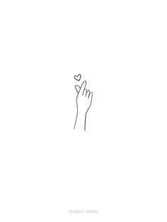 a black and white drawing of a hand with a heart on it's index finger