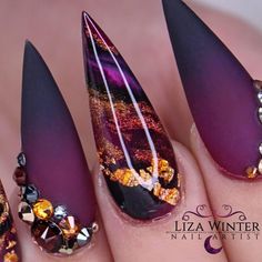 Cute And Easy Nails, Purple Stiletto Nails, Almond Nails Pink, Nails May, Valentines Day Nail, Long Nail Art, Nails Art Designs, Stiletto Nail Art, Gothic Nails