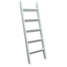 a white ladder is shown against a white background