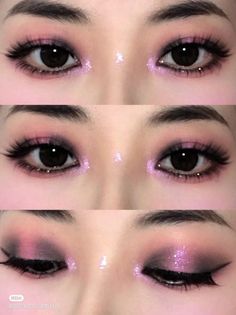 Ethereal Prom Hairstyles, Mystical Eye Makeup, Soft-girl Makeup, Pop Punk Princess Aesthetic, Narrow Face Makeup, Sage Green Douyin Makeup, Colorful Korean Makeup, Douyin Valentine Makeup, Colourful Makeup Looks Creative