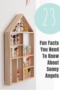 a wooden shelf filled with toys and the words 23 fun fact you need to know about sony angels