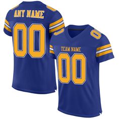 Custom Royal GoldWhite Mesh Authentic Football Jersey Fiitg Blue Football, Personalized Football, Custom Football, Alpha Kappa Alpha, Football Outfits, Team Jersey, White Mesh, Football Jersey, Baseball Shirts