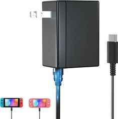 an electronic device connected to a charger and plugged in