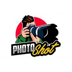 a man taking a photo with a camera on the side of a logo for a photographer