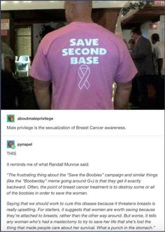 the back of a man's pink shirt that says save second base