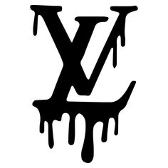 the letter y is dripping black and white