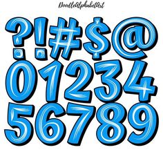 blue graffiti font with numbers and symbols