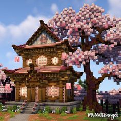 20 Minecraft Cherry Blossom Builds - Mom's Got the Stuff Japanese Style Mc House, Minecraft House Exterior Design, Cute Minecraft Base Ideas, Cherrywood Minecraft Builds, Minecraft Pretty Builds, Sakura Biome House Minecraft, Minecraft Sakura Builds, Cherrywood House Minecraft, Minecraft Big Base