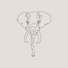 an elephant's head is drawn in one line