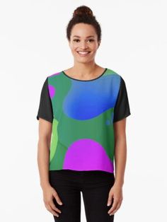 Very Cool Super Awesome and kind of Pretty Amazing Colorful Abstract Pattern Chiffon Top Designs, Geometrical Pattern, Summer Blouse, Purple Abstract, Chiffon Top