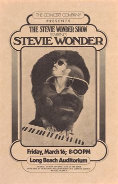 the steve wonder show poster for an upcoming concert at long beach auditorium on march 16, 1970