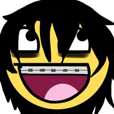 an emo smiley face with a pencil in it's mouth and tongue sticking out