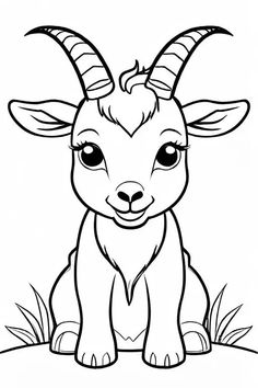 Goat Coloring Page 5 for Kids Goat Coloring Pages, Giraffe Coloring Pages, Frog Coloring Pages, Kids Climbing, Farm Animal Coloring Pages, Young Animal, Aquatic Animals, Animal Coloring, Donkeys