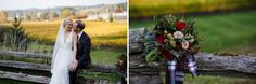 the bride and groom are posing for pictures on their wedding day, next to a rustic fence