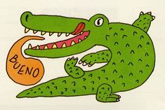 a drawing of a crocodile holding a sign that says beno on it's chest