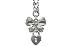 Bow Lock Sweet & Petite Necklace RW70-CR Cute Silver Charm Necklaces For Party, Cute Silver Metal Necklace, Jocelyn Core, Pinterest Wishlist, Necklace Lock, Petite Necklace, Hardware Jewelry, Cherry Earrings, Necklace Extender