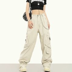 Korean Pants, Cargo Pants Baggy, Streetwear Cargo Pants, Wide Leg Denim Pants, Fall Outfits Y2k, Style Cargo Pants, Denim Decor, Trousers Casual, Pants Baggy