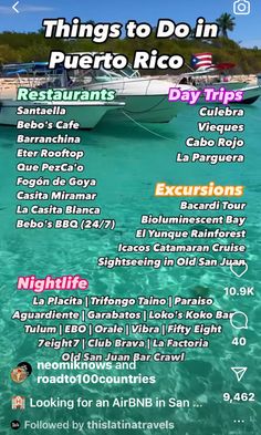 an advertisement for a restaurant in puerto rico, with the caption'things to do in puerto rico day trips '