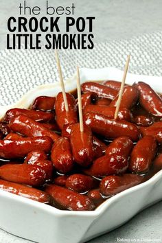 the best crock pot little smokies recipe is made with only three ingredients