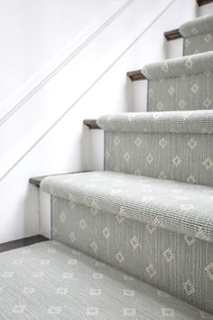 Blue diamond wilton wool custom stair runner, interior designer, geometric shapes, diamond shape Wool Stair Runner, Living Room Essentials, Stair Runners, Stair Runner Carpet, Carpet Stairs, Stair Runner, Staircase Design, Blue Diamond, First Home