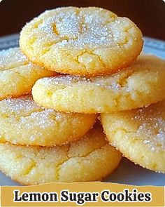 lemon sugar cookies stacked on top of each other