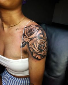 Rose Tattoo On Left Shoulder Women Tattoo Ideas Shoulder, Rose Tattoos For Women Shoulder, Left Shoulder Tattoo Women, Shoulder Rose Tattoos For Women, Rose On Shoulder Tattoo, Roses On Shoulder Tattoo, Rose Shoulder Tattoos For Women, Over The Shoulder Tattoo For Women, Shoulder Rose Tattoo