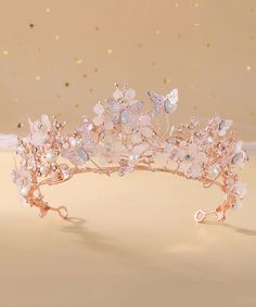 Beautiful Rose Gold Crown Baroque Pearl Butterfly Rhinestone Kids CrownMade of fine Zircon Pearl Butterfly.Measurement: 35cm/13.65" * 6cm/2.34". Matches easily with daily hairstyle, dresses Shirts Butterfly Hairband, Hairband Wedding, Wedding Hairstyles With Crown, Bridal Crown Tiara, Rose Gold Crown, Floral Tiara, Wedding Hairband, Crown For Women, Pearl Tiara